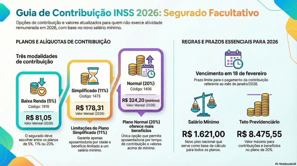 Guia de Contribuição INSS 2026 Segurado Facultativo